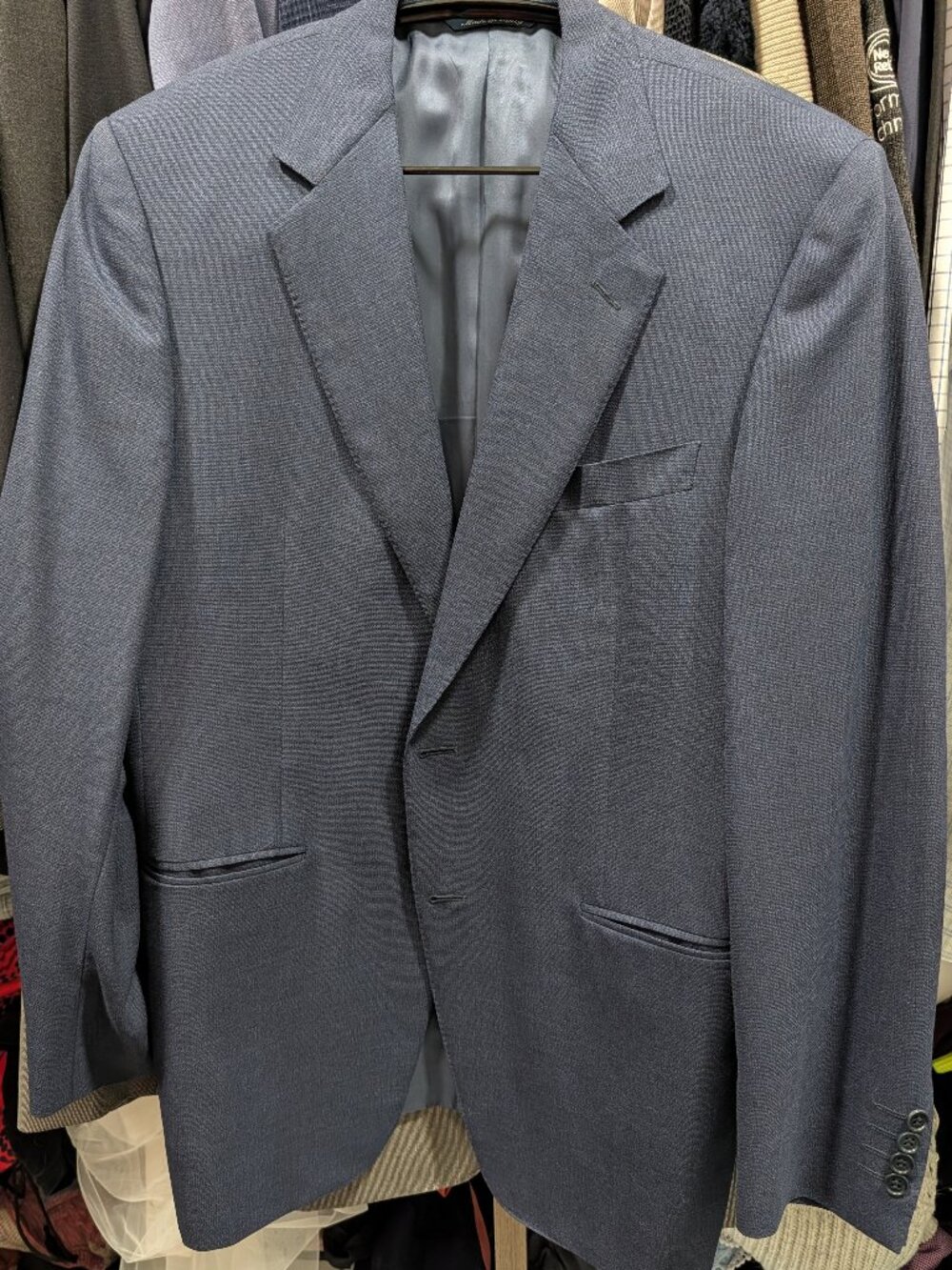 2010s Canali Two Button Wool Travel Sport Coat Blazer 40R Navy
